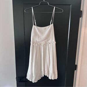 White Ruffle Hem Slip Dress